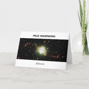 Portuguese birthday your text astronomy card