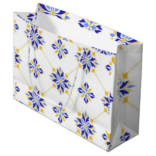 Portuguese Blue and Gold Azulejo Ceramic Large Gift Bag