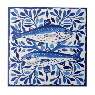 Portuguese Blue and White Sardine Tile