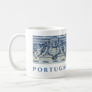 Portuguese blue and white wall tiles with angels coffee mug
