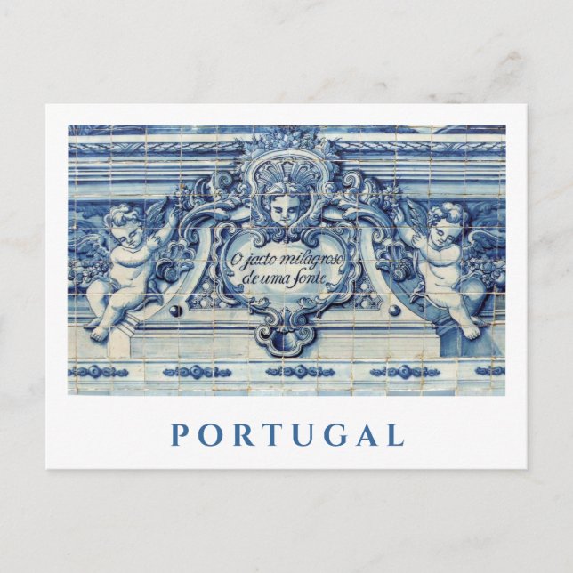 Portuguese blue and white wall tiles with angels  postcard (Front)