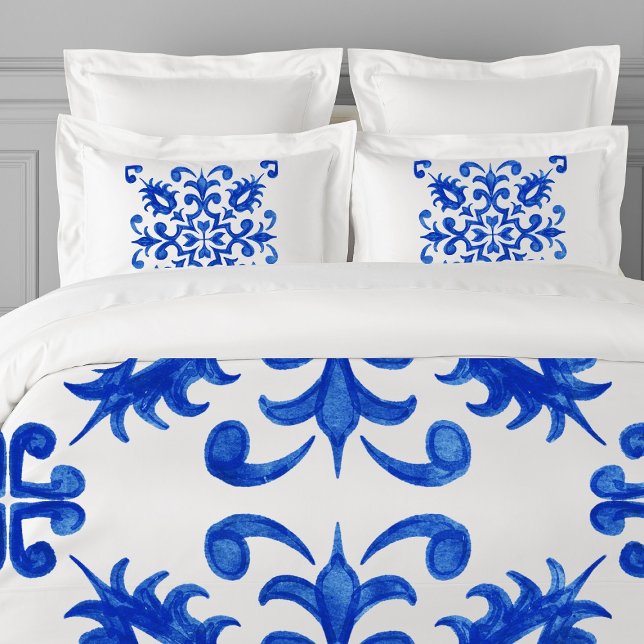Portuguese Blue Tile central round medallion Fleece Blanket (Creator Uploaded)