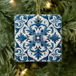 Portuguese blue tile ceramic ornament