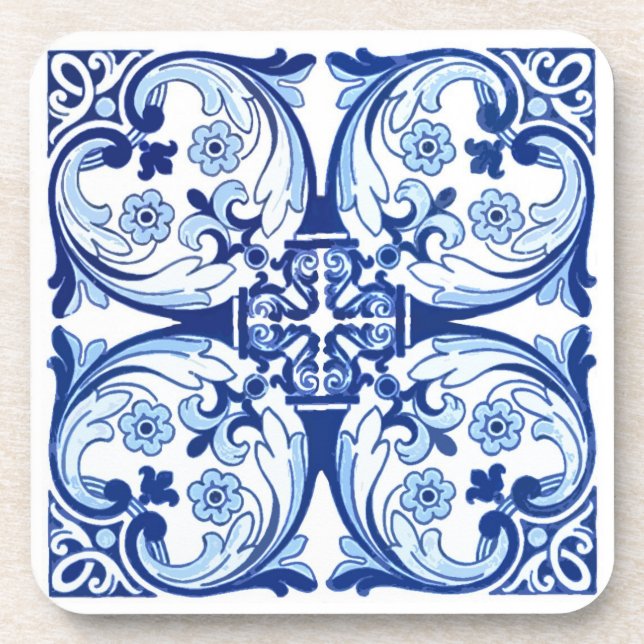 Portuguese blue tile coaster (Front)