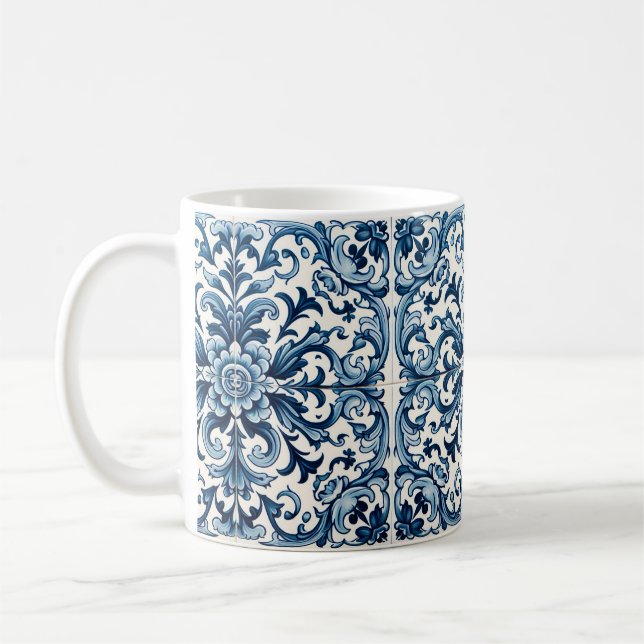 Portuguese blue tile coffee mug (Left)