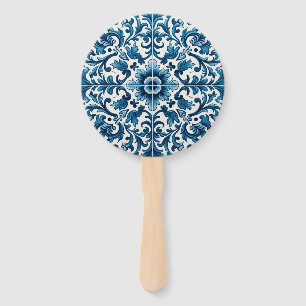 Portuguese blue tile hand fan