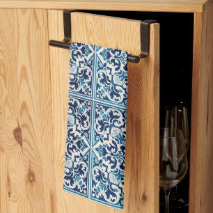 Portuguese blue tile kitchen towel