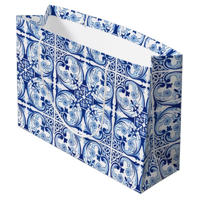 Portuguese blue tile large gift bag (Back Angled)
