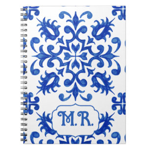 Portuguese Blue Tile Monogram Notebook