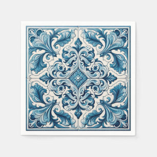 Portuguese blue tile napkin