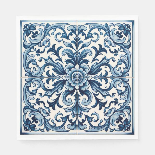 Portuguese blue tile napkins (Front)