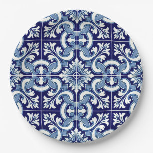 Portuguese blue tile paper plate