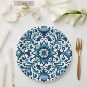 Portuguese blue tile paper plate