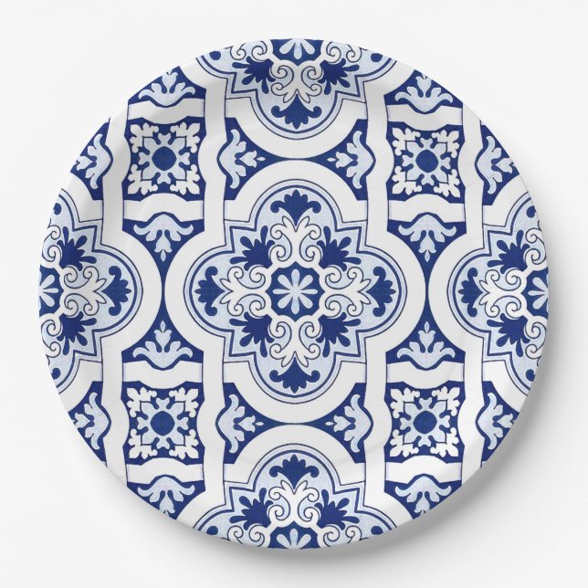 Portuguese blue tile paper plate (Front)