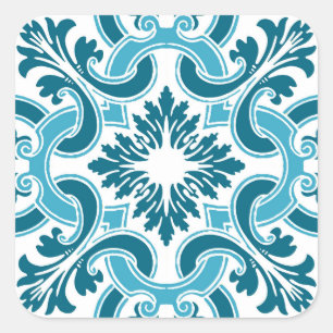 Portuguese blue tile square sticker