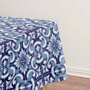 Portuguese blue tile tablecloth