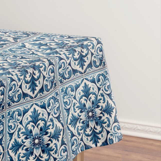 Portuguese blue tile tablecloth (In Situ)