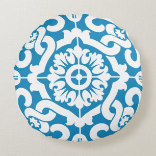 Portuguese blue tiles 1 round pillow