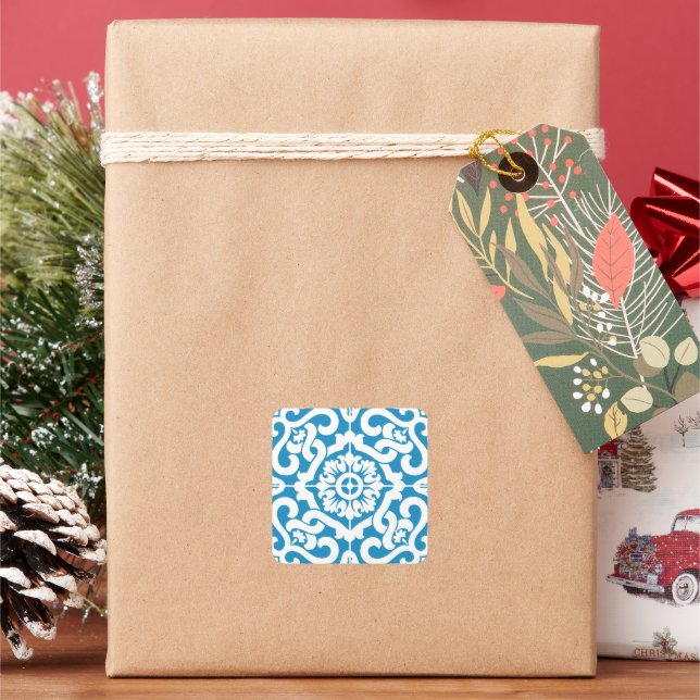 Portuguese blue tiles 1 square sticker (Holiday)