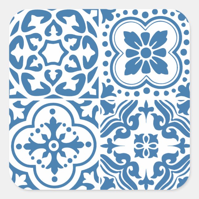 Portuguese blue tiles 2 square sticker (Front)