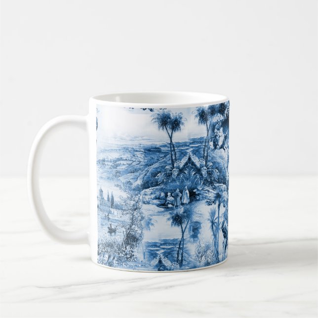 Portuguese blue tiles romantic scene pattern coffee mug (Left)