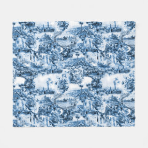 Portuguese blue tiles romantic scene pattern fleece blanket