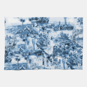 Portuguese blue tiles romantic scene pattern kitchen towel