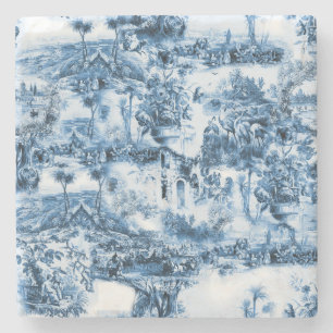 Portuguese blue tiles romantic scene pattern stone coaster