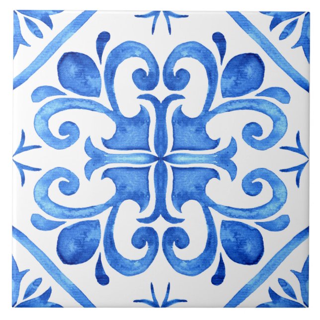 Portuguese Blue White Azulejo  Tile (Front)