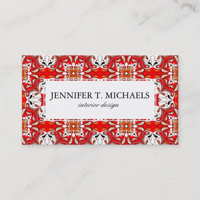 Portuguese Ceramic Tile Pattern Business Card (Front)