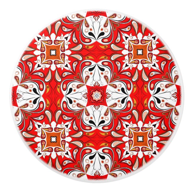 Portuguese Ceramic Tile Pattern Ceramic Knob (Front)