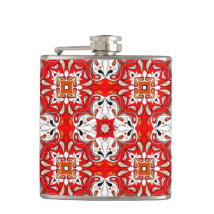 Portuguese Ceramic Tile Pattern Hip Flask