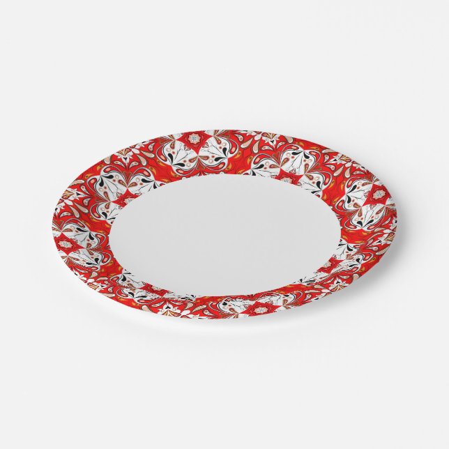 Portuguese Ceramic Tile Pattern Paper Plate (Angled)