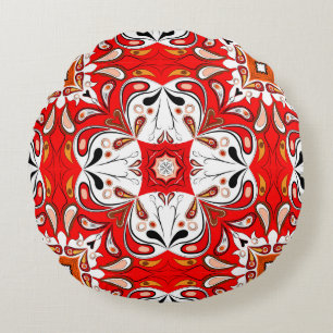 Portuguese Ceramic Tile Pattern Round Pillow