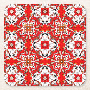 Portuguese Ceramic Tile Pattern Square Paper Coaster