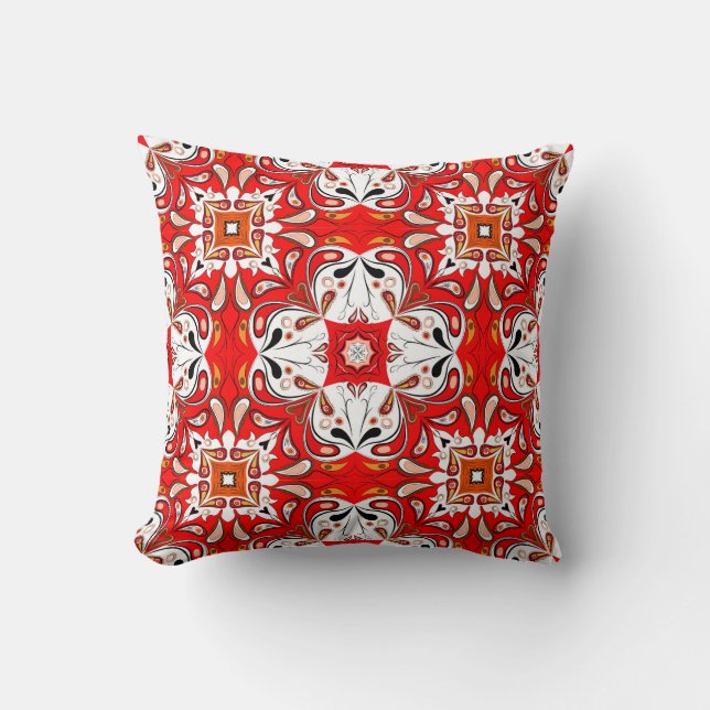 Portuguese Ceramic Tile Pattern Throw Pillow (Front)