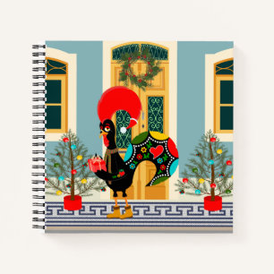 Portuguese Christmas decorated house with Rooster Notebook