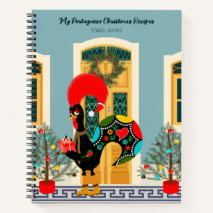 Portuguese Christmas decorated house with Rooster Notebook
