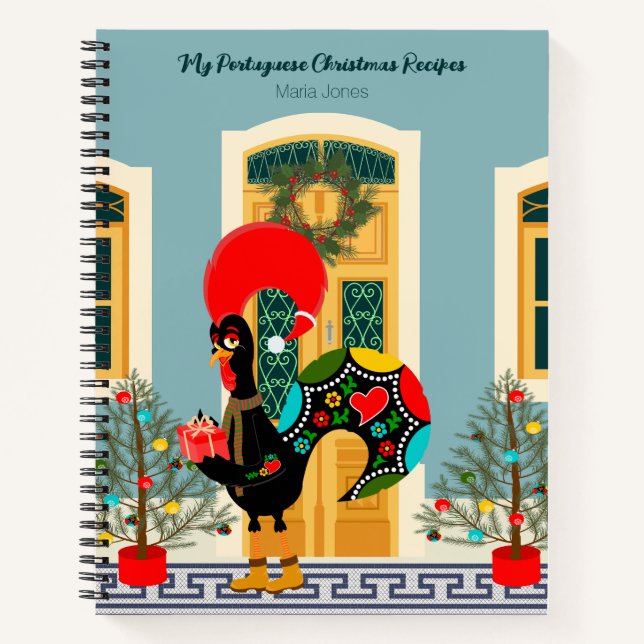 Portuguese Christmas decorated house with Rooster  Notebook (Front)
