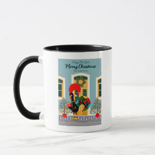 Portuguese Christmas house with Rooster Greetings Mug