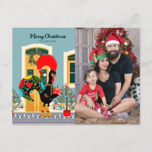 Portuguese Christmas house with Rooster Greetings Postcard