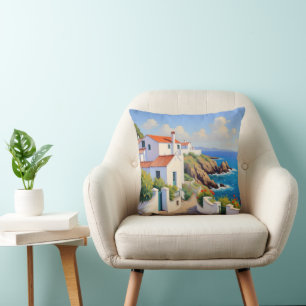 Portuguese Coastal Village Pillow