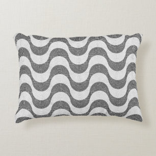 Portuguese cobblestone black and white waves  accent pillow