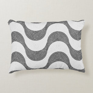 Portuguese cobblestone black and white waves accent pillow
