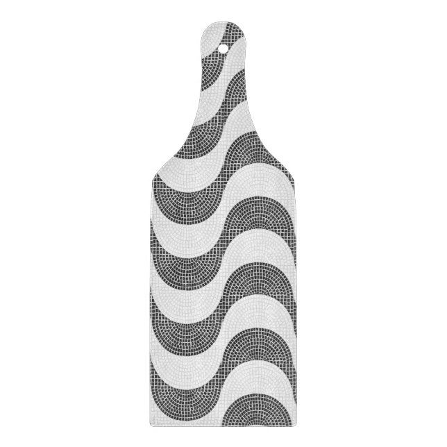 Portuguese cobblestone black and white waves  cutting board (Front)
