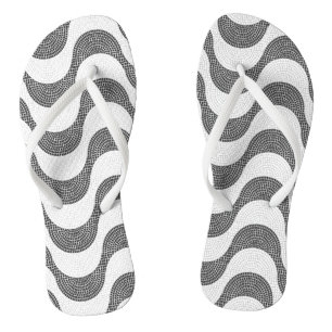 Portuguese cobblestone black and white waves  flip flops