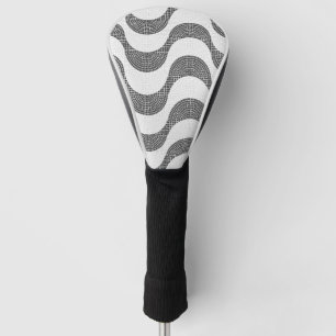 Portuguese cobblestone black and white waves golf head cover