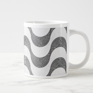 Portuguese cobblestone black and white waves  large coffee mug