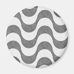Portuguese cobblestone black and white waves  magnet