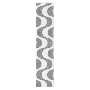 Portuguese cobblestone black and white waves  short table runner